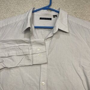 Theory Men's Long Sleeve L Button Down Shirt Subtle Vertical Stripes black/white